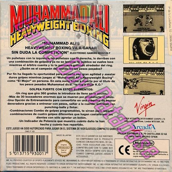 Muhammad Ali Heavyweight Boxing ESP Back of the box