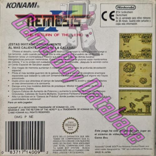 Nemesis II the Return of the Hero ESP Back of the box