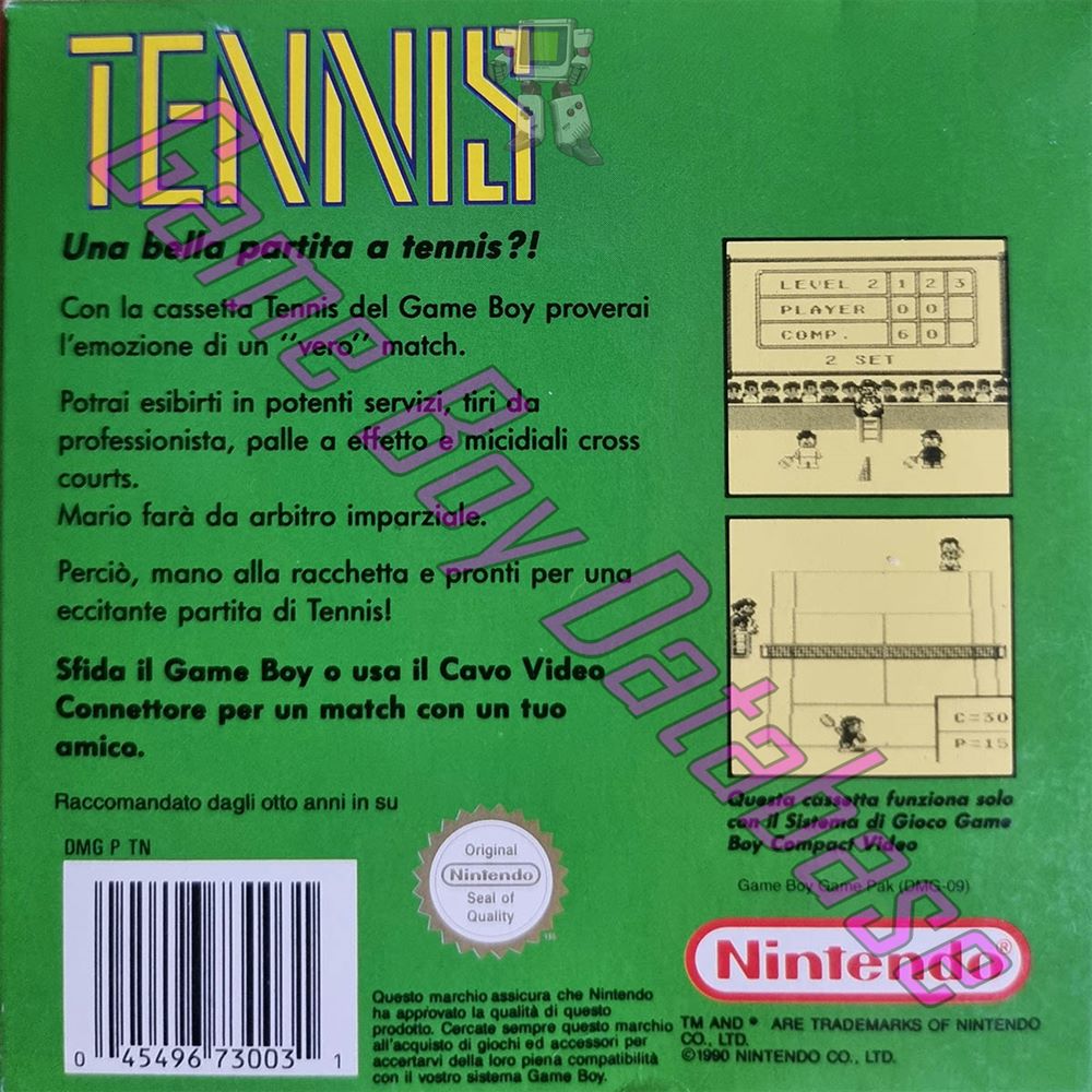 Tennis (Gig Version) ITA-1 Back of the box