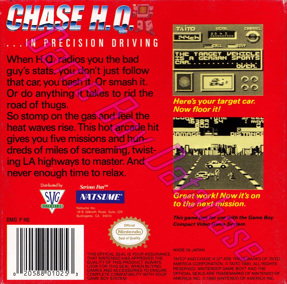 Chase H.Q. USA-1 Back of the box