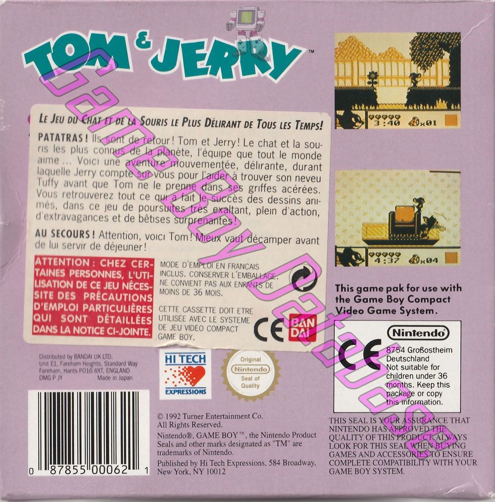 Tom & Jerry UKV Back of the box