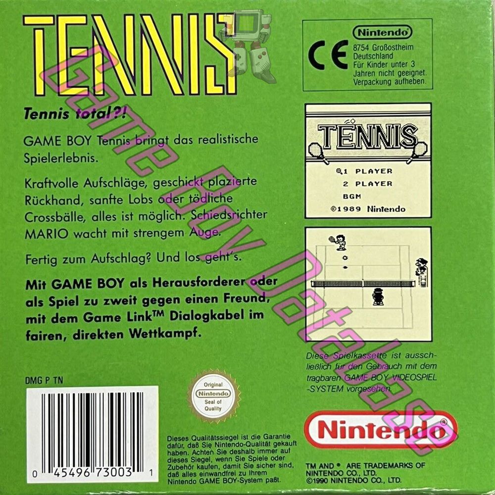 Tennis FRG Back of the box