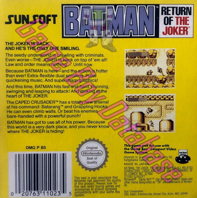 Batman Return of the Joker SCN-1 Back of the box