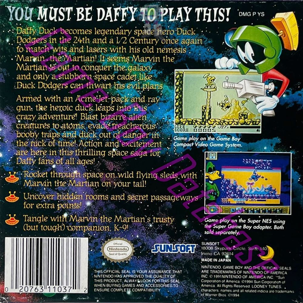Daffy Duck USA-1 Back of the box