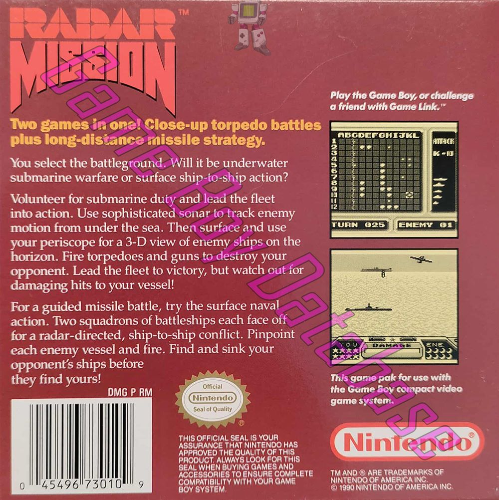 Radar Mission USA-1 Back of the box