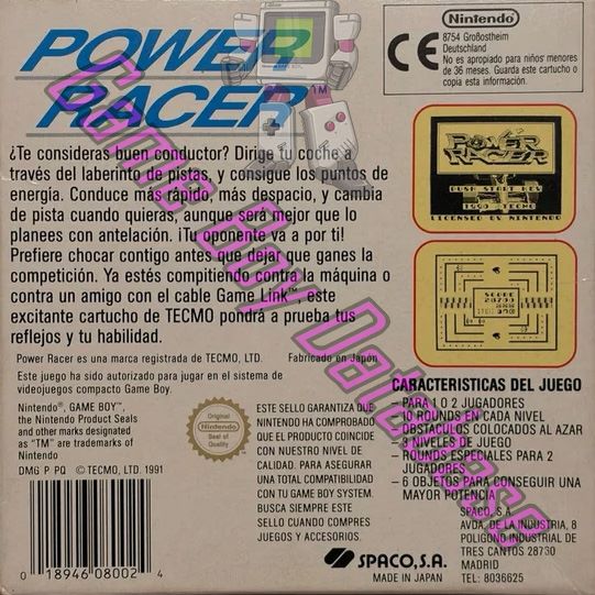 Power Racer ESP Back of the box