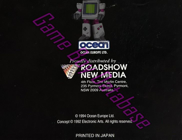 Desert Strike AUS Back of the booklet