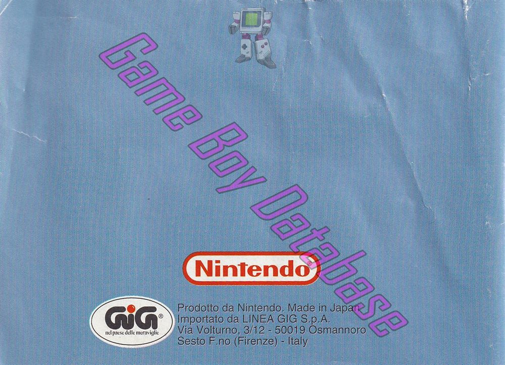 Game & Watch Gallery NITA Back of the booklet