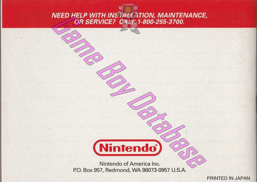 Mega Man Dr. Wily's Revenge USA-1 Back of the booklet