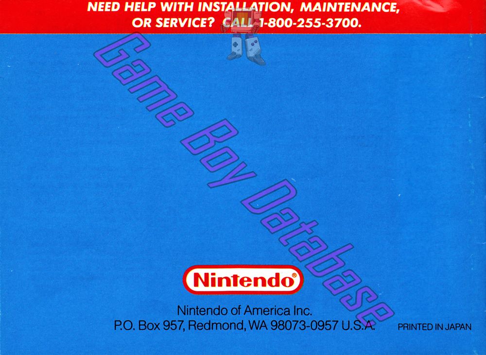 Super Mario Land 2: 6 Golden Coins  USA Back of the booklet