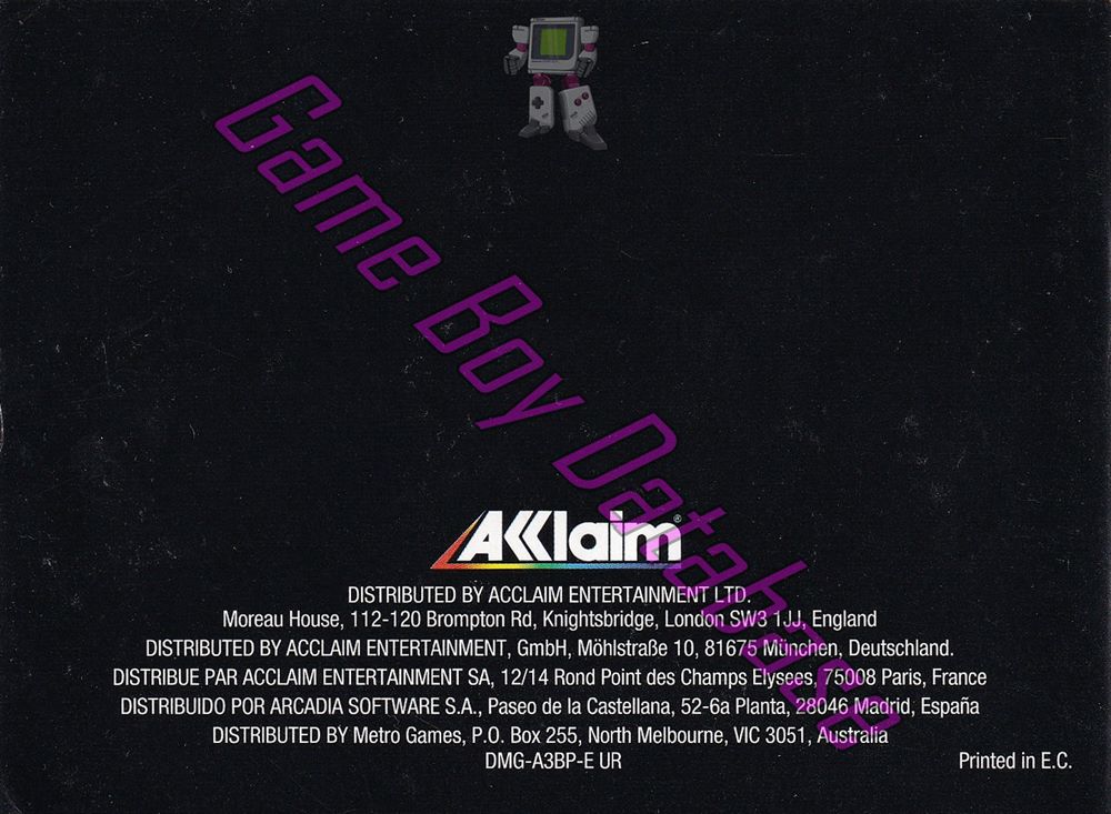 Batman Forever EUR Back of the booklet