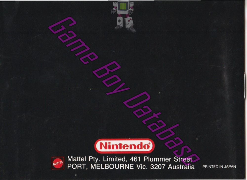 Double Dragon AUS Back of the booklet