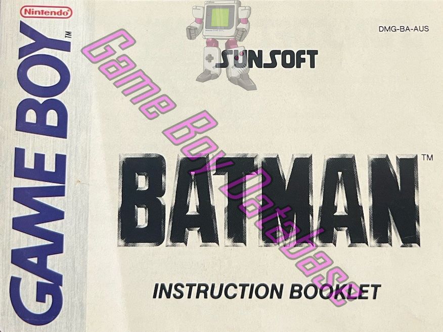 Batman the Video Game AUS Front of the booklet